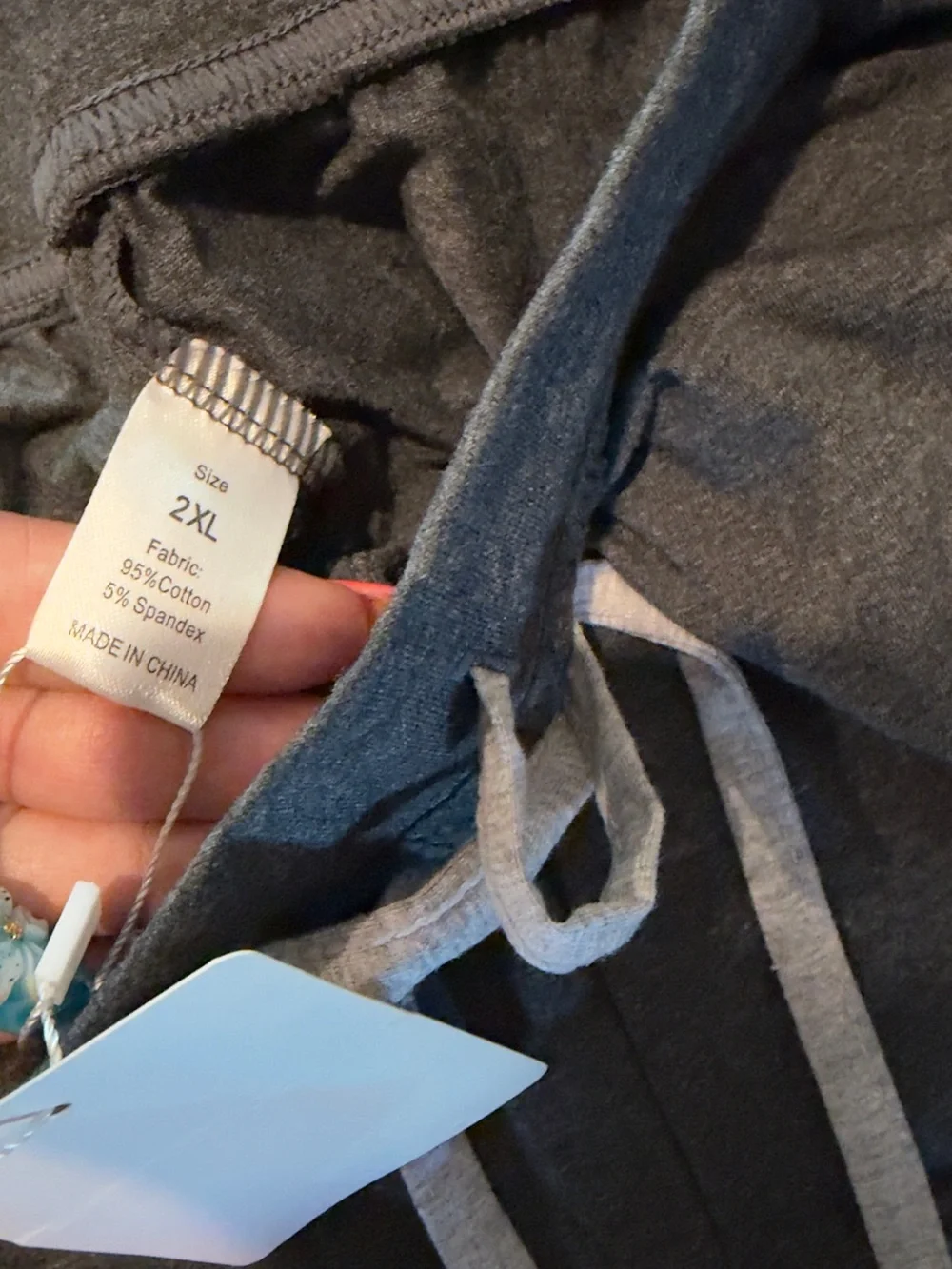 Charcoal Gray Lounge Shorts with Drawstring - Picture 2 of 2